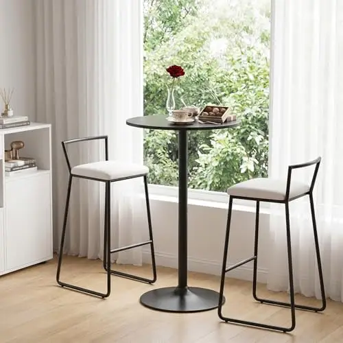 Two-in-one Cocktail Tables, 24'' Round Bar Tables with Sturdy Metal Base, 40