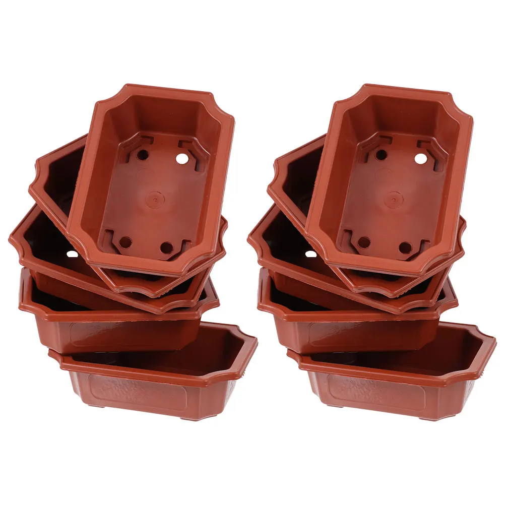 

10 Pcs Pot Decorative Planters Garden Flower Pots Indoor Flowerpot Square Interesting Plastic Training Bulk Office