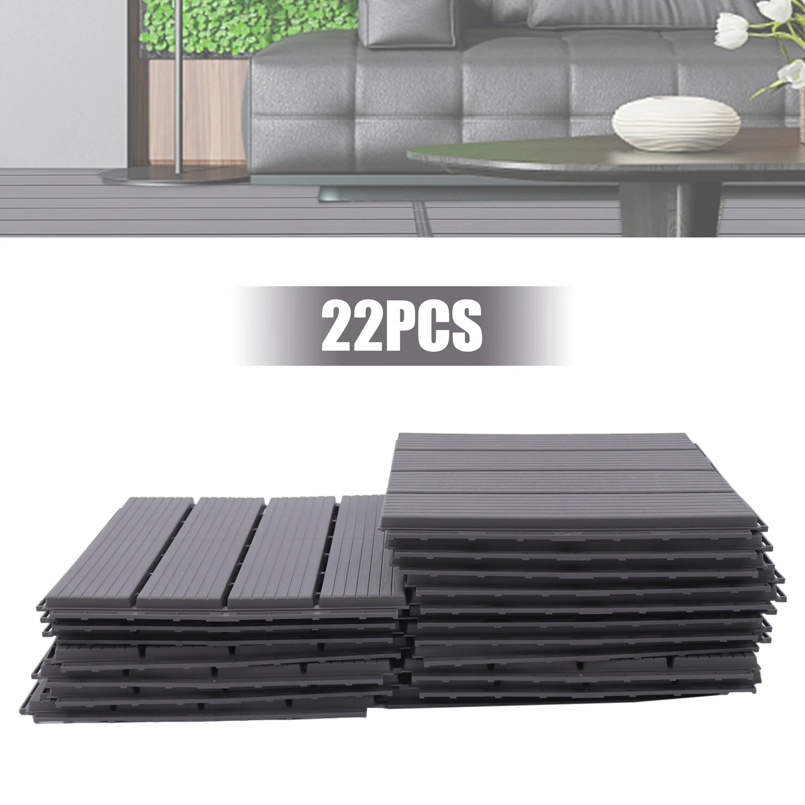 

22PCS Waterproof Interlocking Deck Tiles, Non-slip Outdoor Flooring Panels with Drainage Design for Patio Balcony and Garden