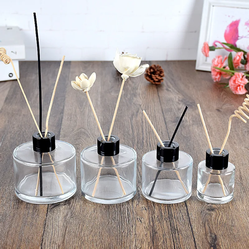 1PCS 50/150ML Column Aromatherapy Glass Bottle, Scent Volatilization Glass Container Rattan Reed Diffuser Bottle for Home Decor