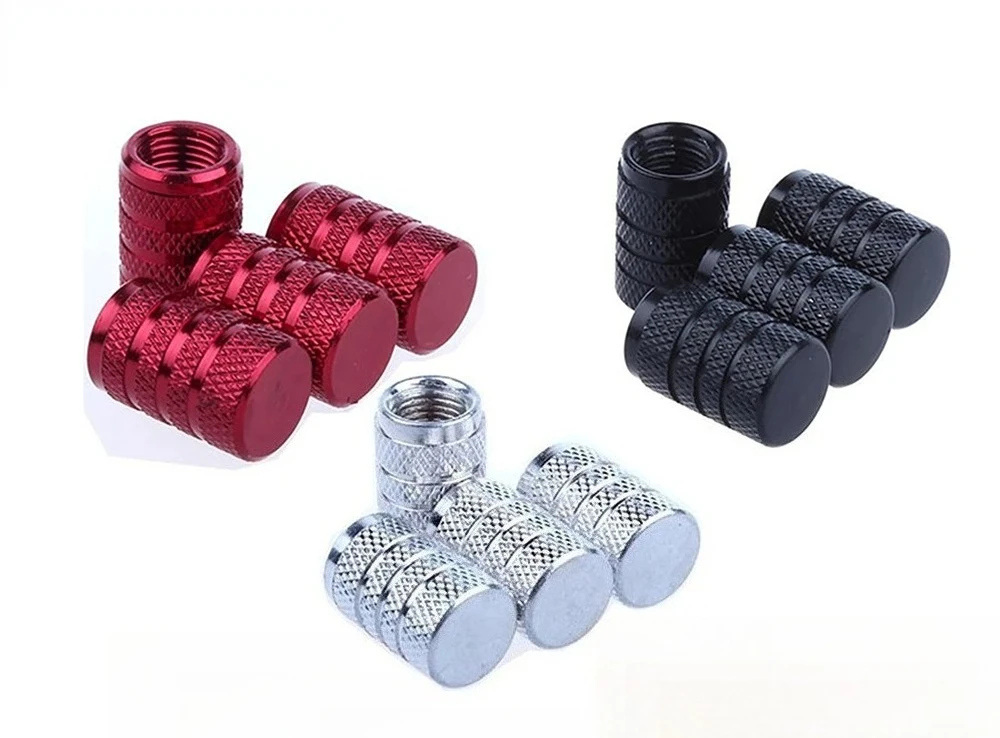 4/12PCS Silver Knurled Aluminum Valve Caps Tire Air Stem Caps for Car  Bike Wheels