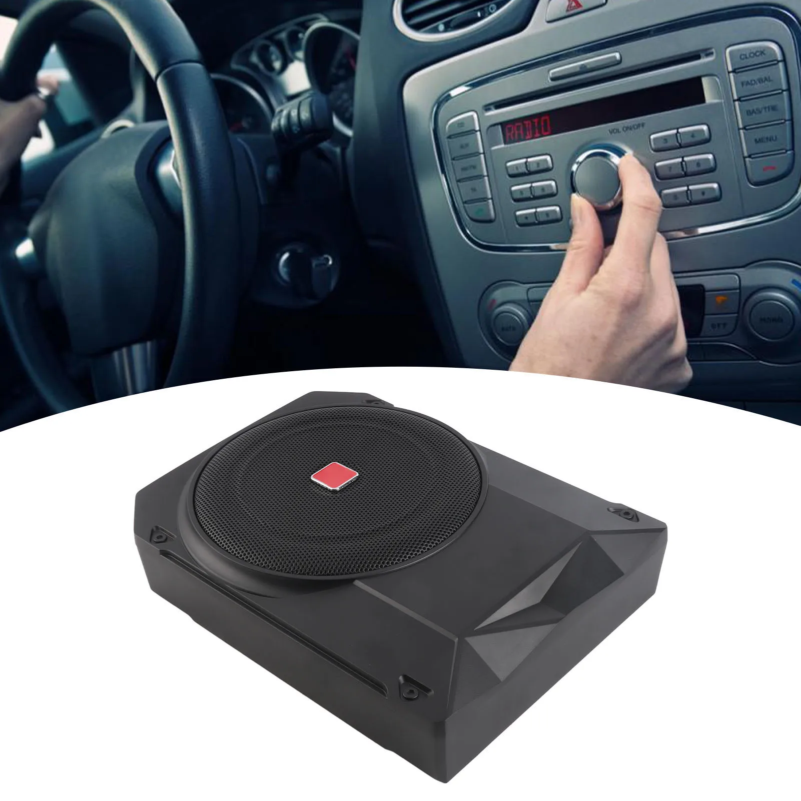 10 Inch Active Subwoofer Under Seat Subwoofer Excellent Heat Dissipation 2.5 Ohms Stainless Steel Grille for Car Sound System