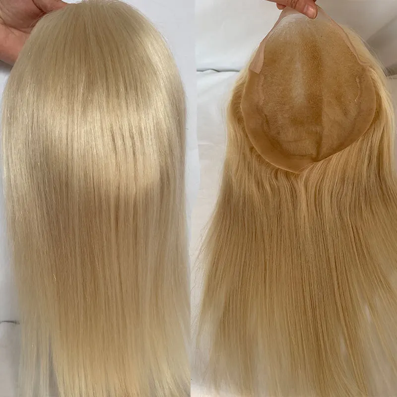 Q6 Wig pengganti rambut manusia Pria, Wig pengganti rambut belakang renda Swiss Super tipis untuk pria 12 inci #613