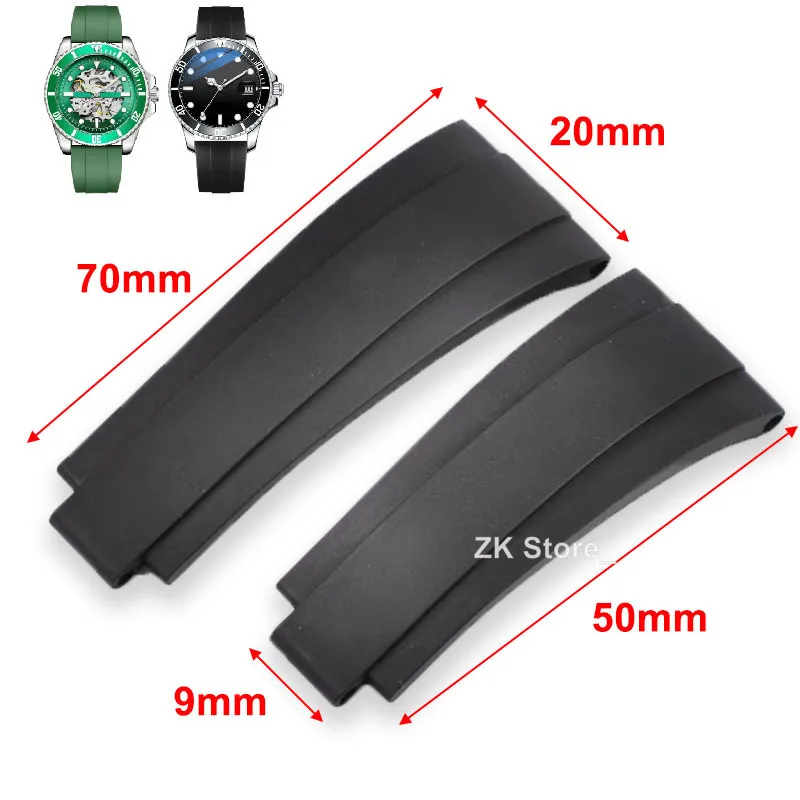 Rubber Watch Straps 20mm for Rolex Submariner Date Replacement Luxury Bracelet Belt Silicone Watchbands for Men Sport Wristband