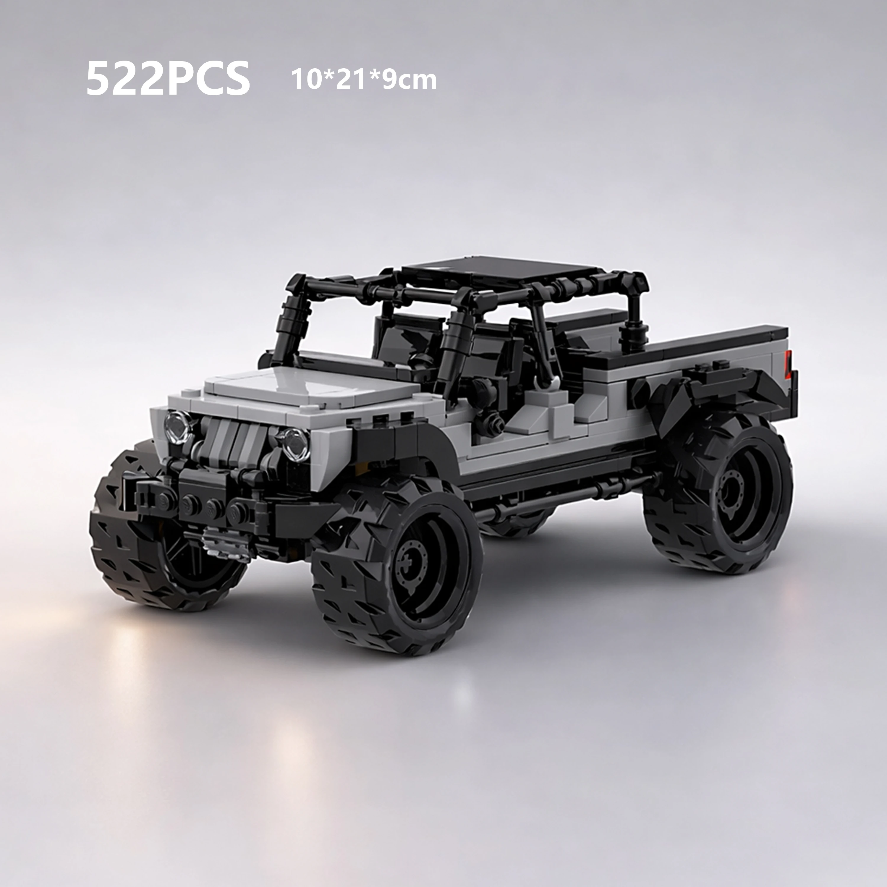 

MOC Gladiator Style Off Road Jeep Pickup 522PCS 8 Stud Wide Small Bricks Building Blocks Model Speed Series Assembly Toy Gift