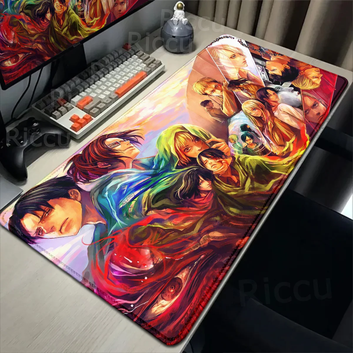 Pc Gamer Non-slip Mousepad Anime Attack On Titan Table Pad Gaming Accessories XXL Keyboard Large Rubber Deskmat Computer Carpet