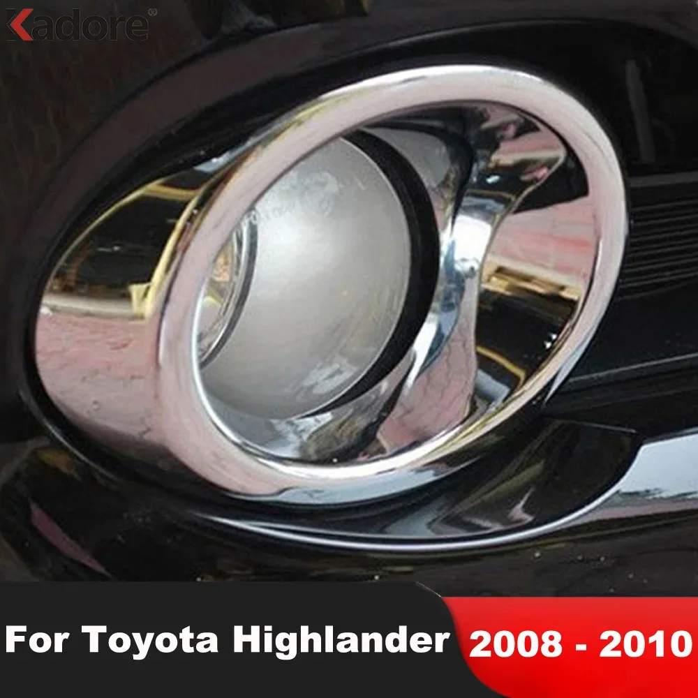 

Front Fog Light Lamp Cover Trim For Toyota Highlander Kluger 2008 2009 2010 Chrome Car Head Foglight Bezel Trims Accessories