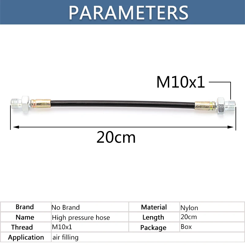 Pompa d'aria pneumatica Tubo flessibile in nylon ad alta pressione con ricarica d'aria lunga 20 cm con filettatura M10x1 avvolta a molla 40Mpa 400Bar 6000psi