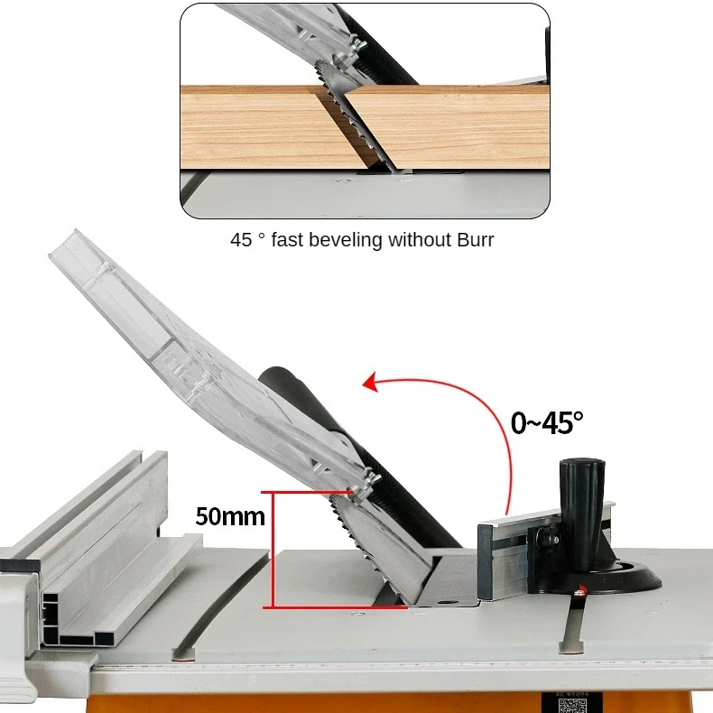 

ZJ555 10-Inch Multifunctional woodworking push table saw household open large board saw flip