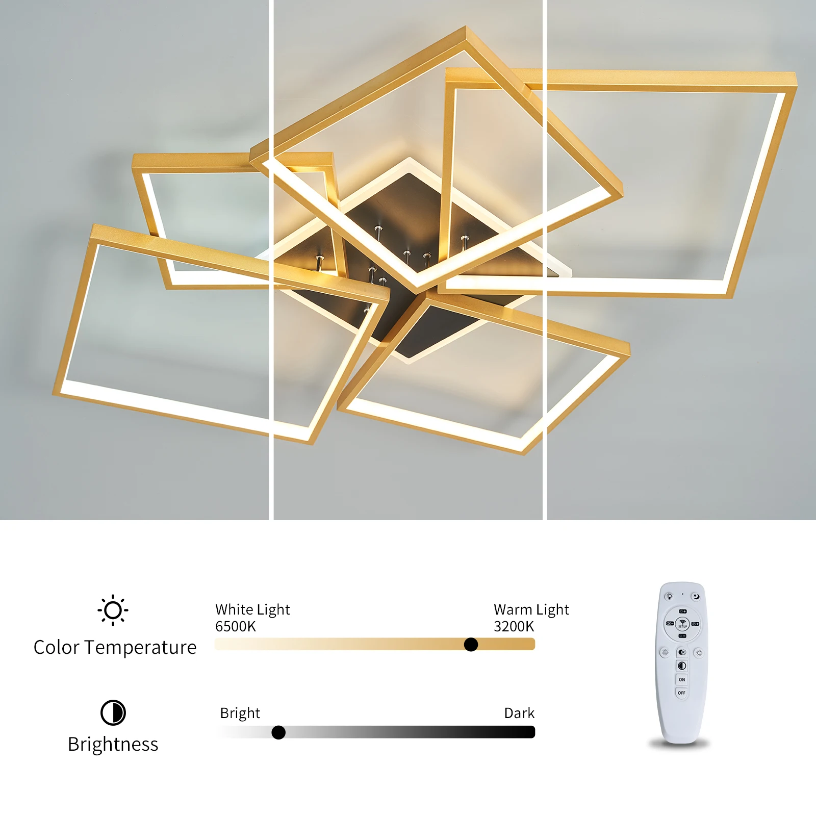 NEO Gleam Smart Home Alexa Modern Led Chandelier For Living Room Bedroom Study Room Black/Gold Dimmable Ceiling Chandelier