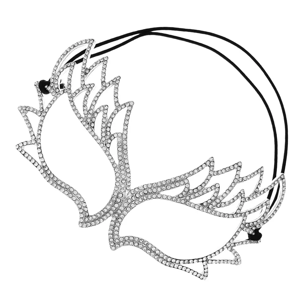 

Rhinestone Masks Masquerade Rhinestones Masquerade Mask Party Accessories Glamorous Bride Mask for Women Couples Silver Costume