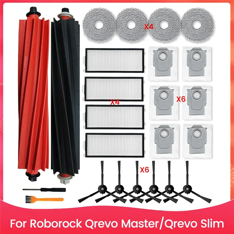 مجموعة الملحقات ل Roborock Qrevo Master/Qrevo سليم جهاز آلي لتنظيف الأتربة فرشاة جانبية رئيسية مرشحات HEPA ممسحة منصات الغبار Bagsa83x