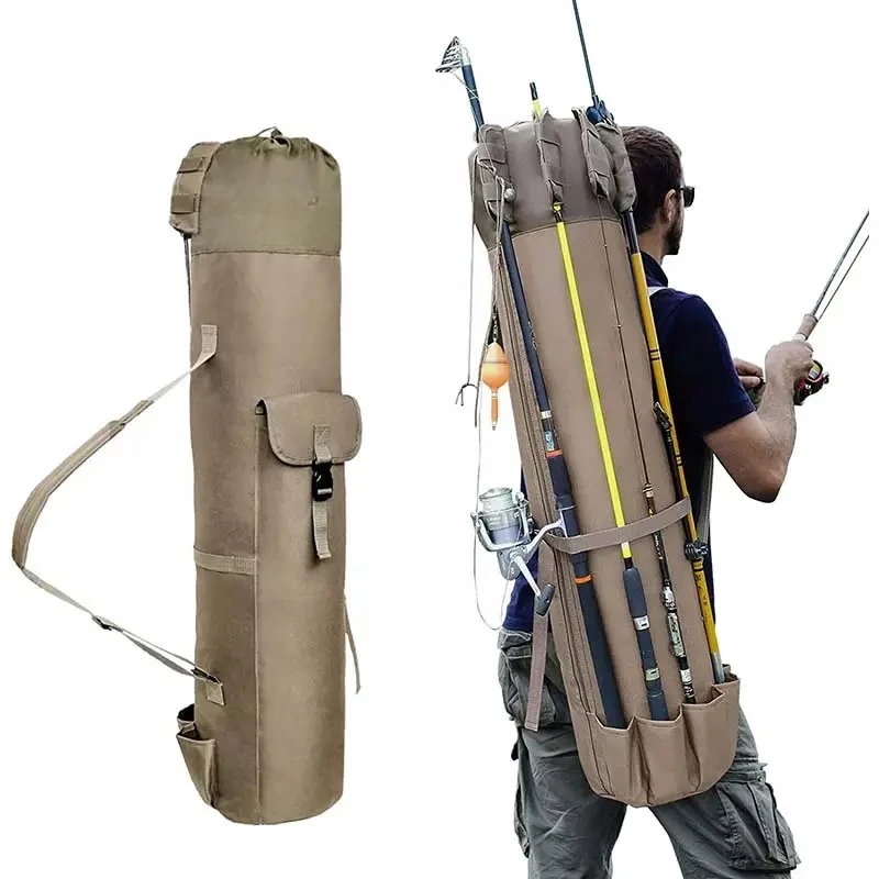 Portable Fishing Rod Bag Waterproof Traveling Fishing Tackle Storage Bag Pole Carrier Case Folding Fishing Rod Bag