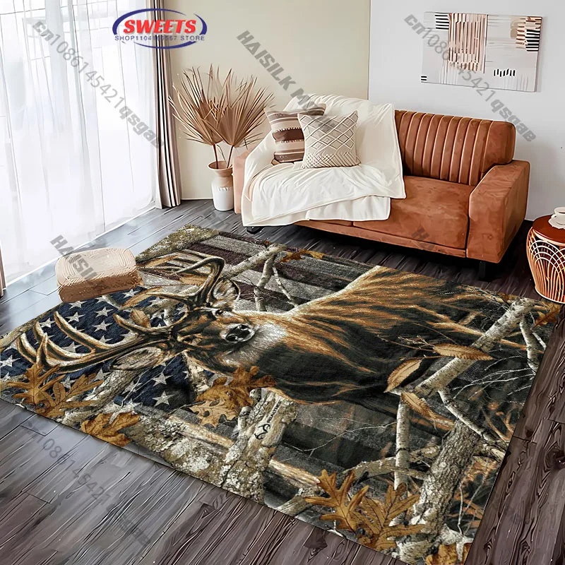 Free shipping! "Patriotic Deer Rug for Rustic Home Decor" carpet for home sofa bedroom, gift view 3
