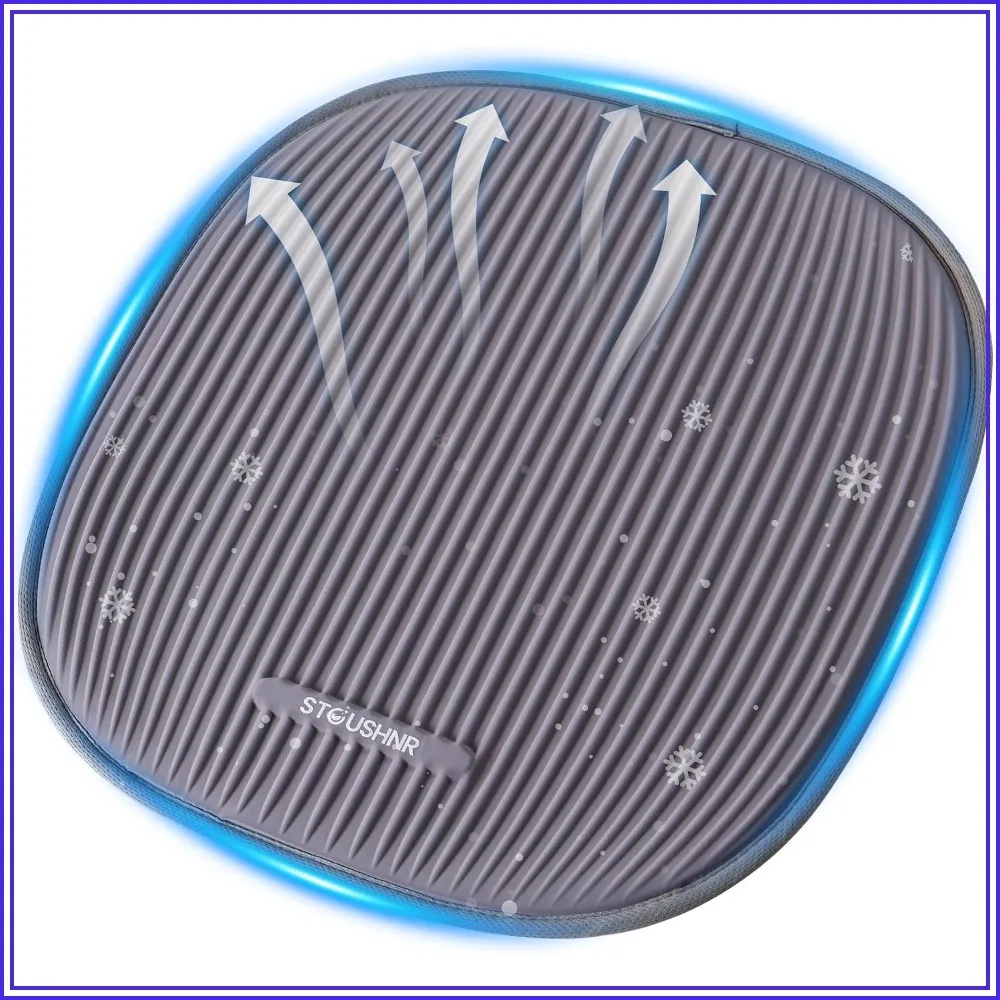 Cooling Gel Seat Cushion Slim 0.6 Inch Office Chair Pad for Home and Car