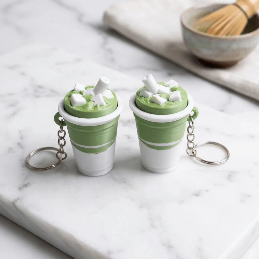 Milk Tea Matcha Series Fidget Keychain Japanese Style Creative Chocolate Keyboard Keychain 3D Printed Keyboard-style
