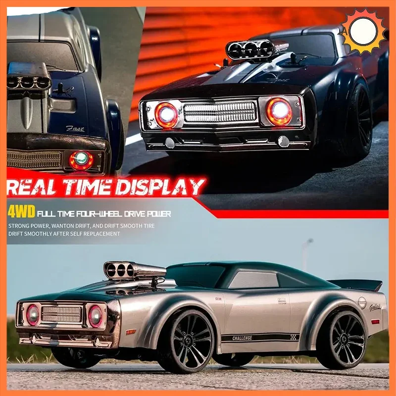 1/14 2.4G RC Car SCY 16303 - 4WD Elétrico de alta velocidade Off-road Drift Flat Running Muscle Truck com luz LED retrô