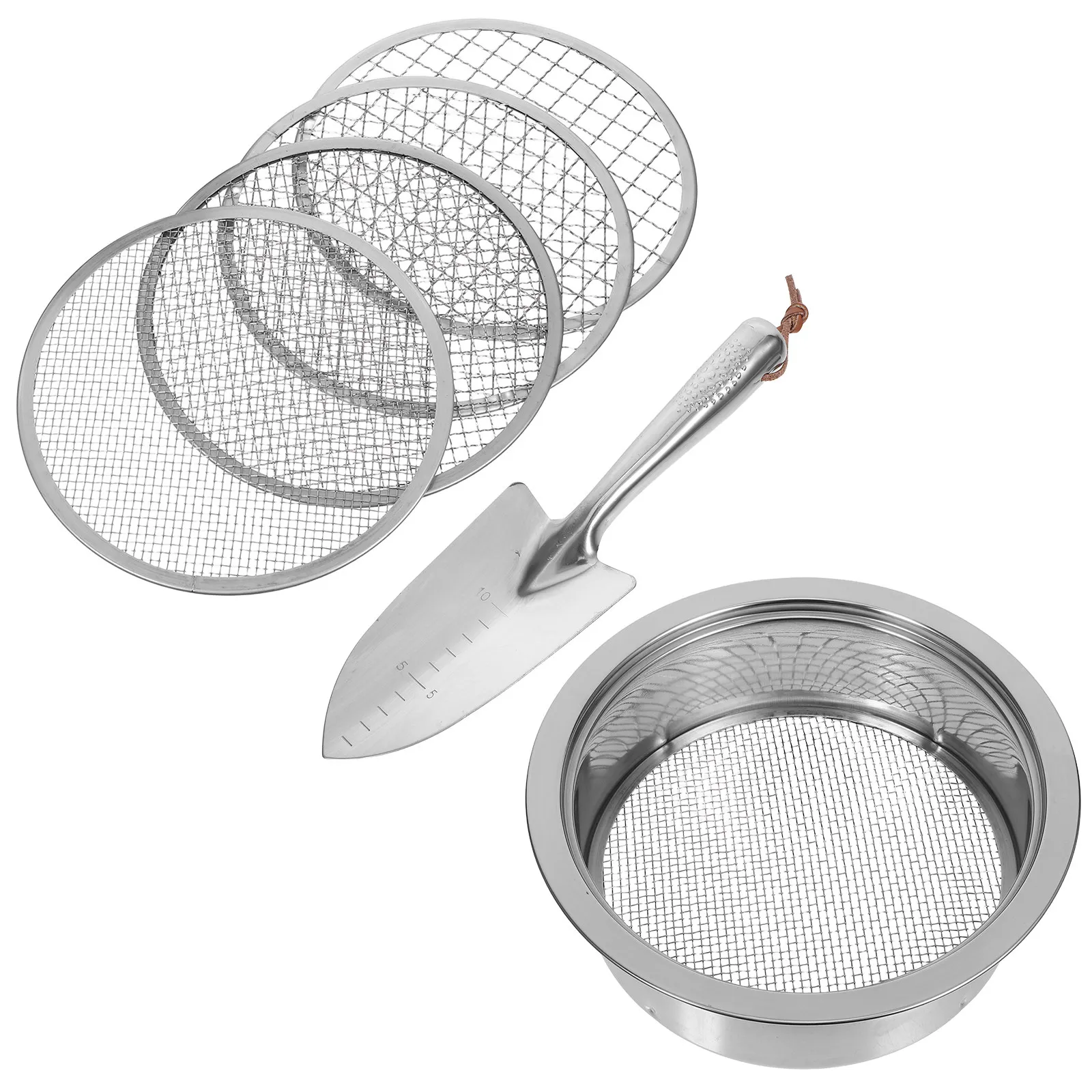 Garden Soil Sieve Stainless Steel 1Set Interchangeable Mesh Sizes Compost Screen Sifter for Soil Stones Gardening