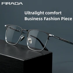 FIRADA Luxury Fashion Eyewear Men's Retro Square Titanium Eyeglasses Large Size Optical Prescription Glasses Frame For Men 9009T