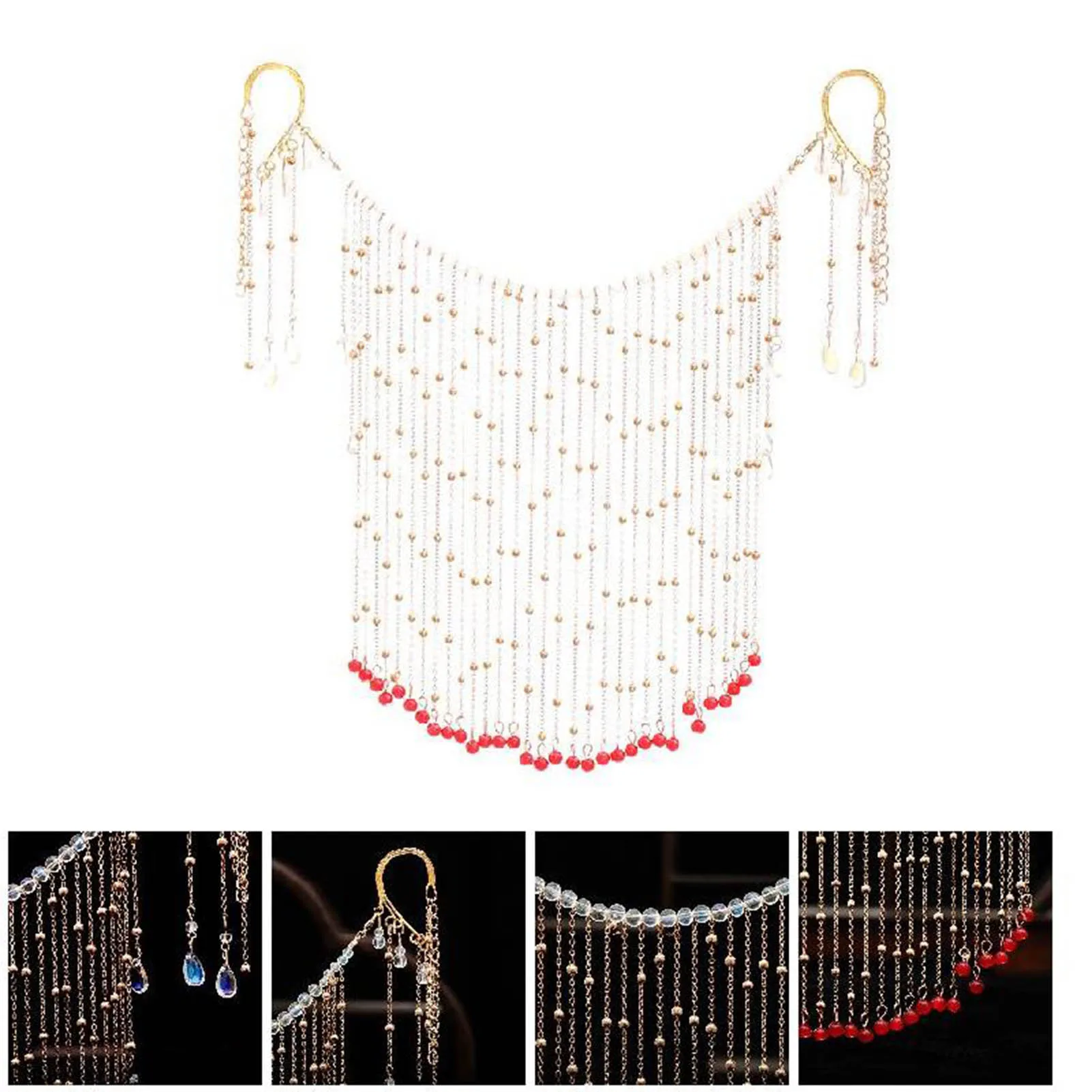 Antiker Stil Haaraccessoires Hanfu Schleier Weiblicher Ohrhänger Quasten-Gesichtsschleier Chinesischer Kopfschmuck Tanz-Performance-Accessoires – Detail 7