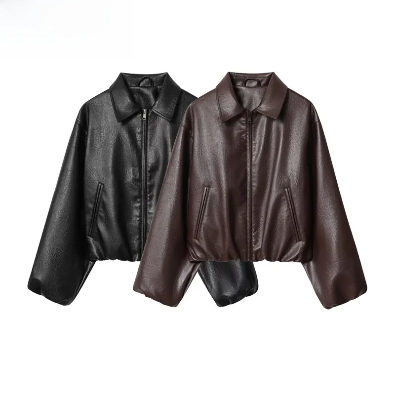 

Faionable Pilot Collar Jaet Верхняя одежда Женская Simplici Sle Полиэфирное волокно Для поездок на работу Осень Новое поступление Кожа Simul...