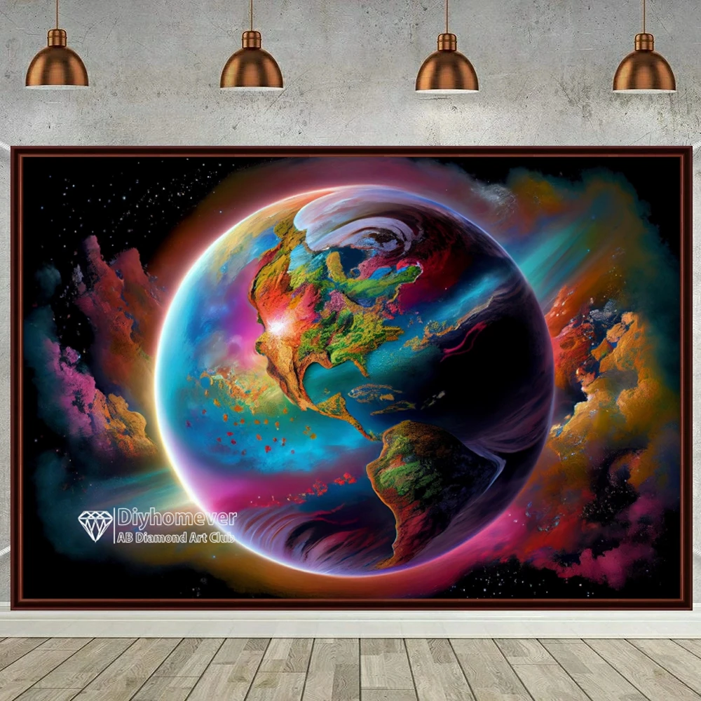 Orbiting Earth 5D DIY AB Diamond Painting Art Landscape Cross Stitch Mosaic Pictures Embroidery Rhinestones Home Decor Gift