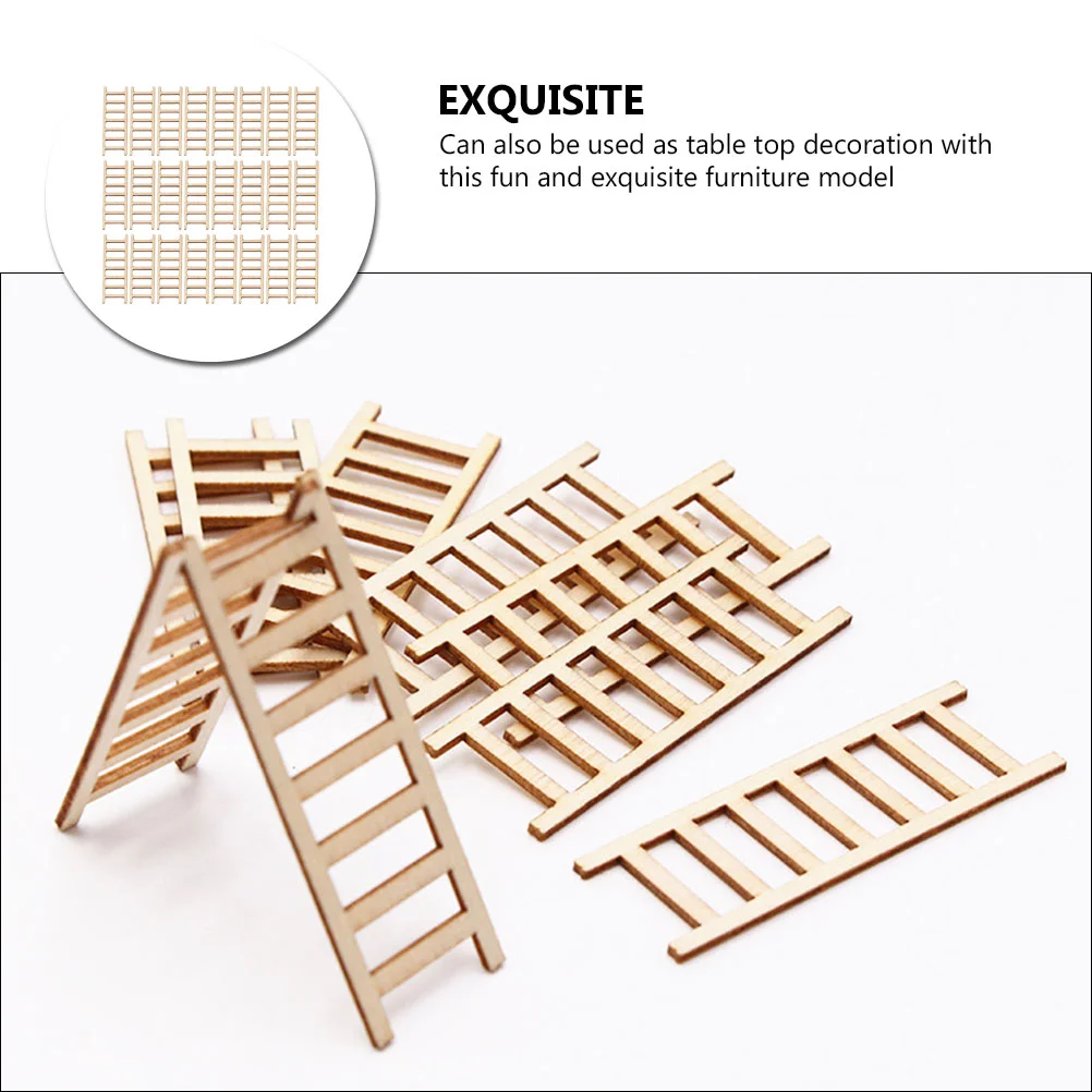 Mini Wooden Ladder House Ladders Photo Props Ornaments Decoration Stairs Layout for Christmas Decorations