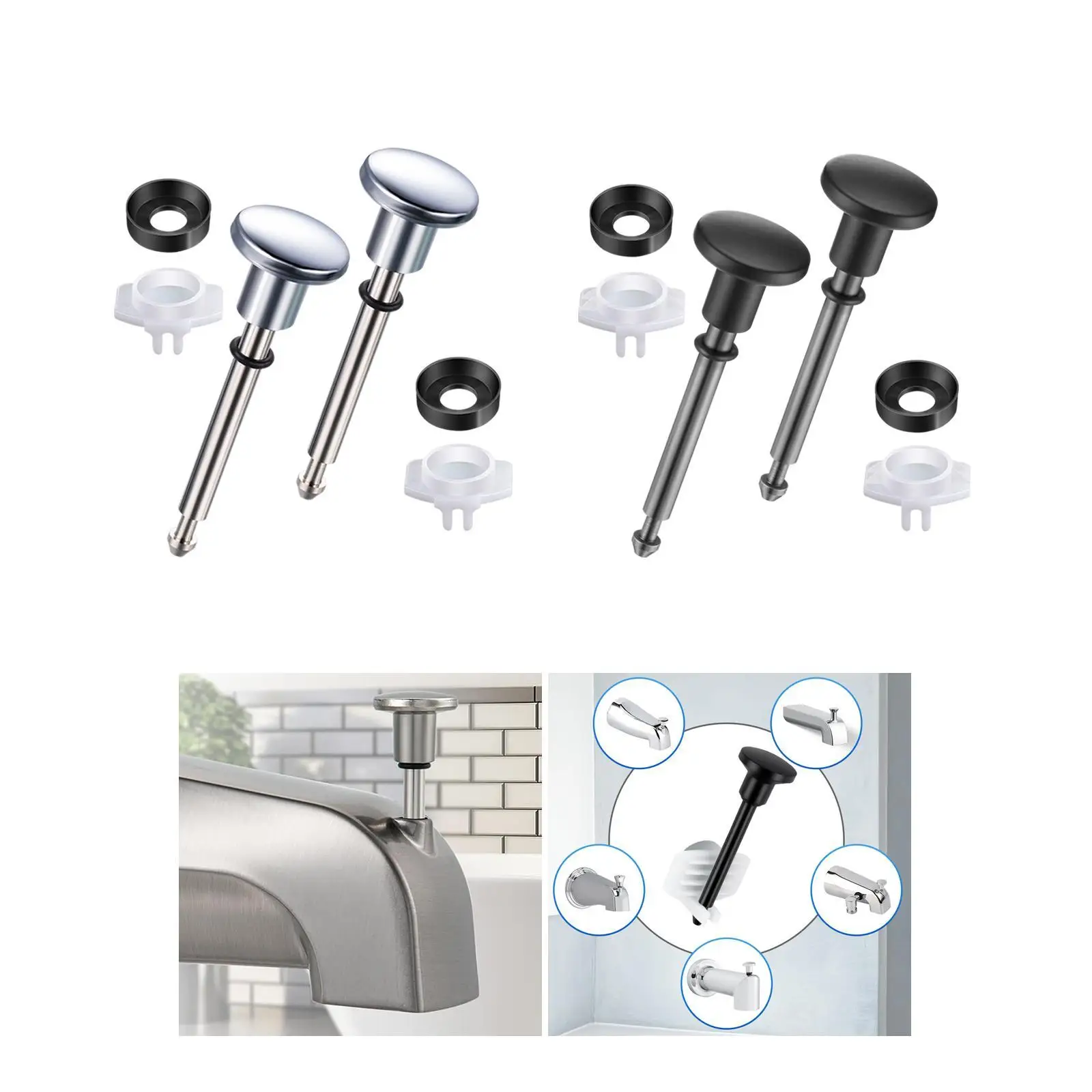 Tub Spout Diverter Repair Kit Cup Seals Sturdy Replace Leakproof with Valve Stems Metal Bathtub Spout with Diverter Repair Kit