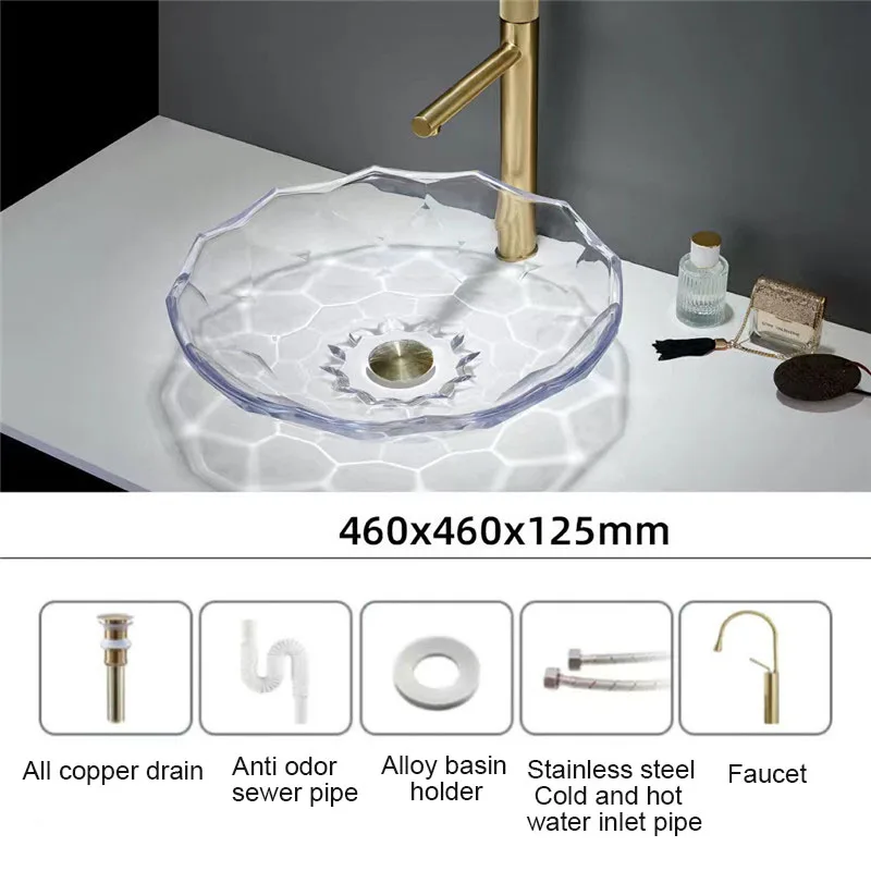 Imagem -06 - Bacia de Vidro Transparente para Banheiro Arte Nórdica Mesa de Cristal Lavatório