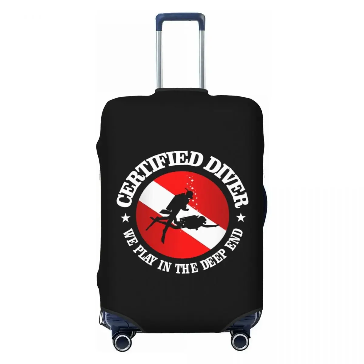 Custom Certified Diver Scuba Diving Suitcase Cover Elastic Luggage Covers Protector for 18-32 inch