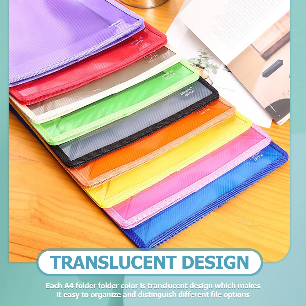 

10pcs File Folder A4 Document Bag Portable Plastic File Organizer For School Office Receipt Bill Storage Lightweight Pp Material
