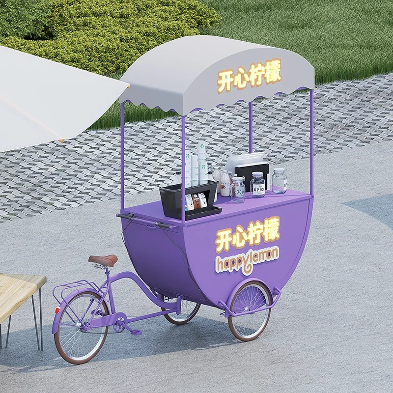 

56European creative supermarket trolley night market promotion wrought iron sales outdoor mobile stall car