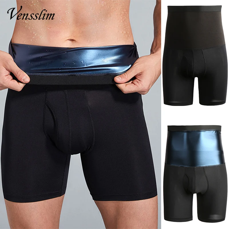 

Спортивные шорты Vensslim с высокой талией для мужчин, тренировочные костюмы для фитнеса и бега, утягивающие фигуру живота