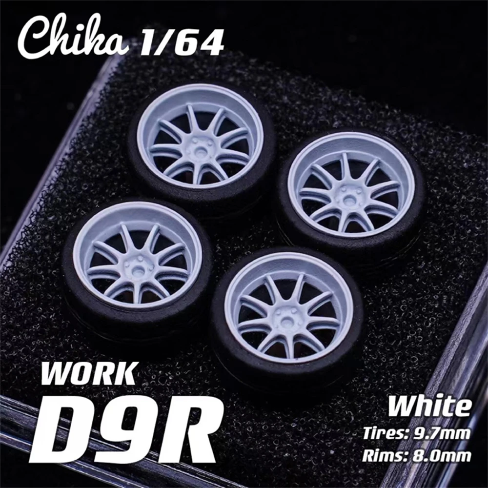 Chika 1/64 Model Car Wheels with Rubber Tires Luxurious Modified Parts JDM VIP for Hotwheels Tomica MiniGT D:10.5mm/9.7mm
