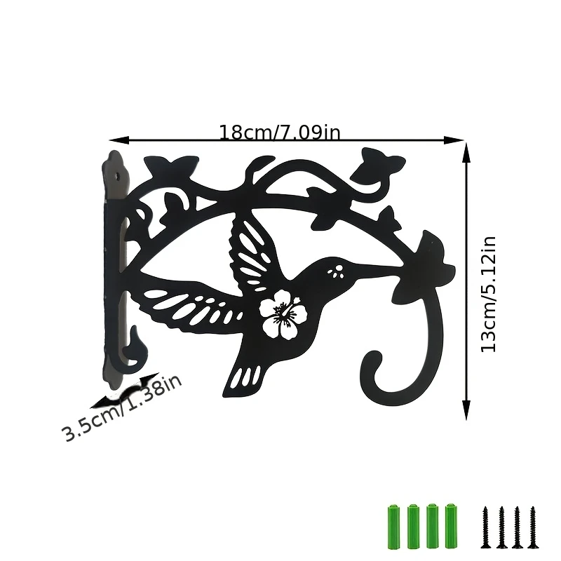 2Pc Bird Decorative Iron Wall Hooks |   For Hanging Plants, Lanterns, and Wind Chimes - Easy-To-Install Outdoor/Indoor Home Decor Bracket, Suitable for Flower Pots, Lanterns, and Wind Chimes, Beautiful Wall-Mounted Design.