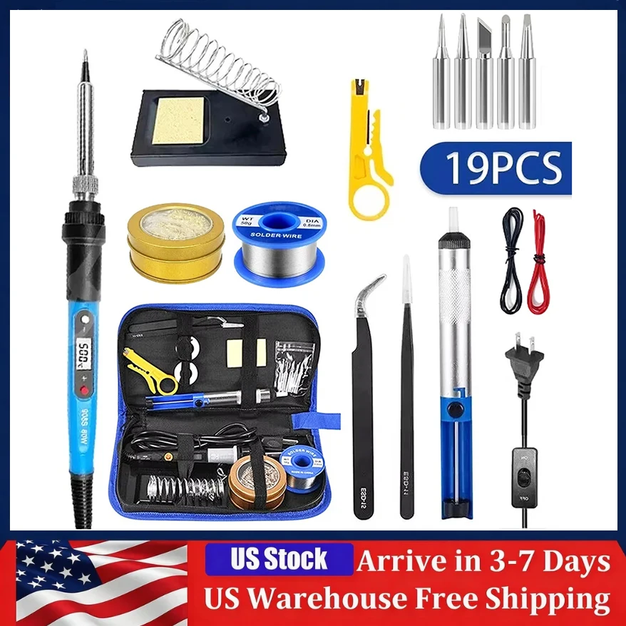 

80W Electric Soldering Iron Welding Gun Tool Kit Desoldering Pump Adjustable Temperature Welding Rework Solder Repair Tools