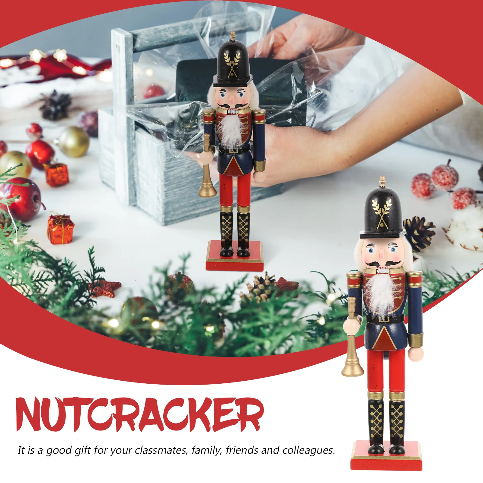 

Wood Nutcracker Soldier Christmas Decor Premium Wood Desktop Ornament Holiday Nutcracker Decoration Xmas Party Supplies