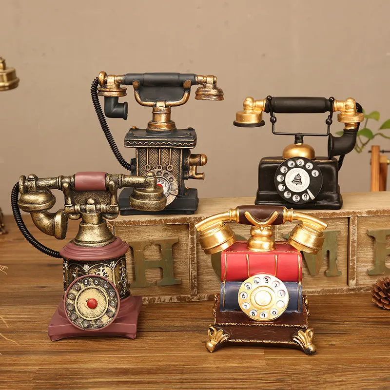 

Props Retro Fixed Telephone Rotating Dialing Antique Landline Office Building Family Hotel Resin European Elderly