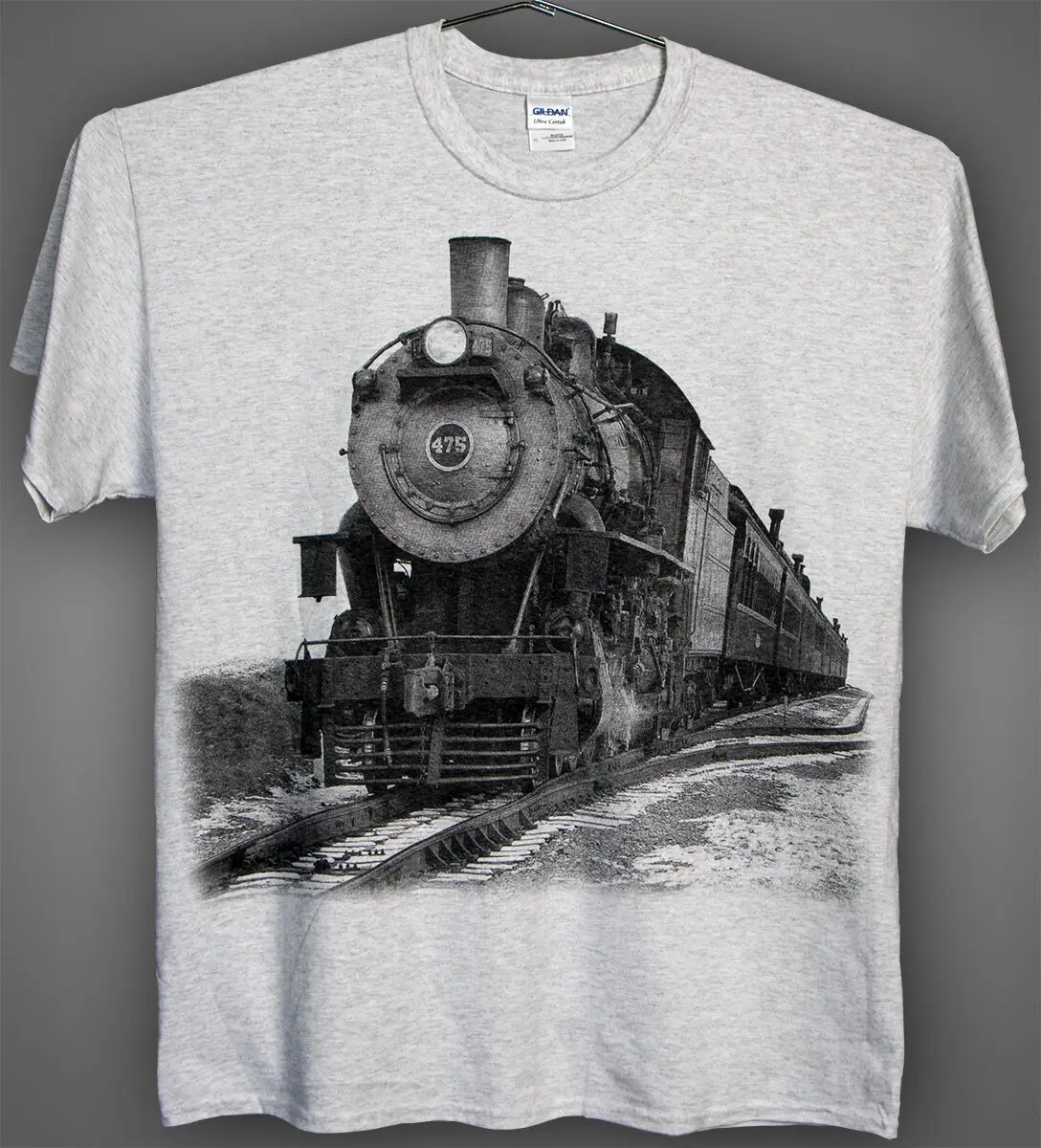 Vintage Steam Locomotive T-shirt-steam train Men's 100% Cotton Casual T-shirts Loose Top Size S-3XL