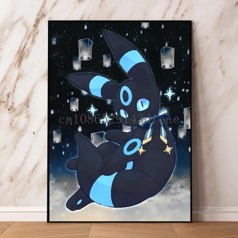 Classic Pokemon HD Canvas Painting Anime Figures Umbreon Poster Print Watercolor Wall Art Picture Modern Home Decor Kids Gifts