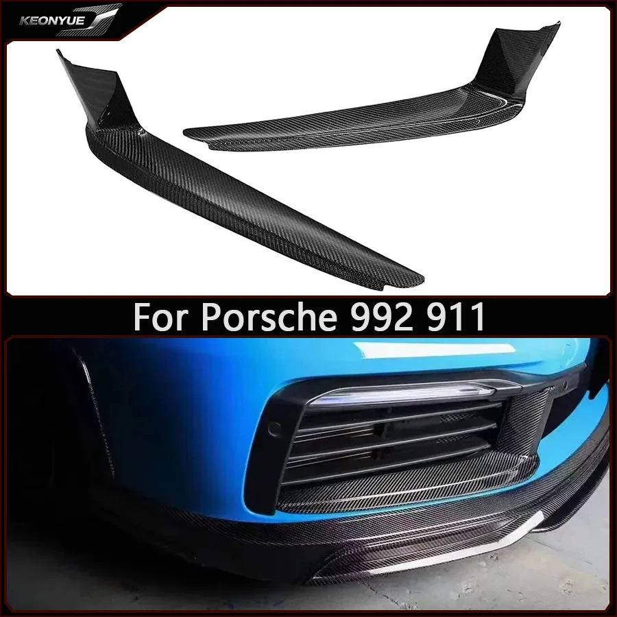 

For Porsche 992 911 Carbon Fiber Car Front Bumper Wind knife Splitter Spoiler Canard Air Knife Surround Trim Car Accessories