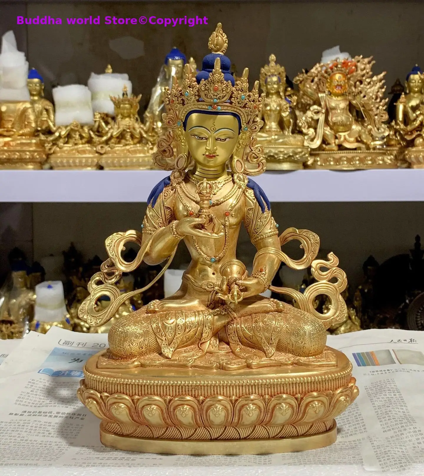 

2025 Buddhist supplies Temple buddha statue Buddhism Vajrasattva all-powerful buddha Gold plating copper statue