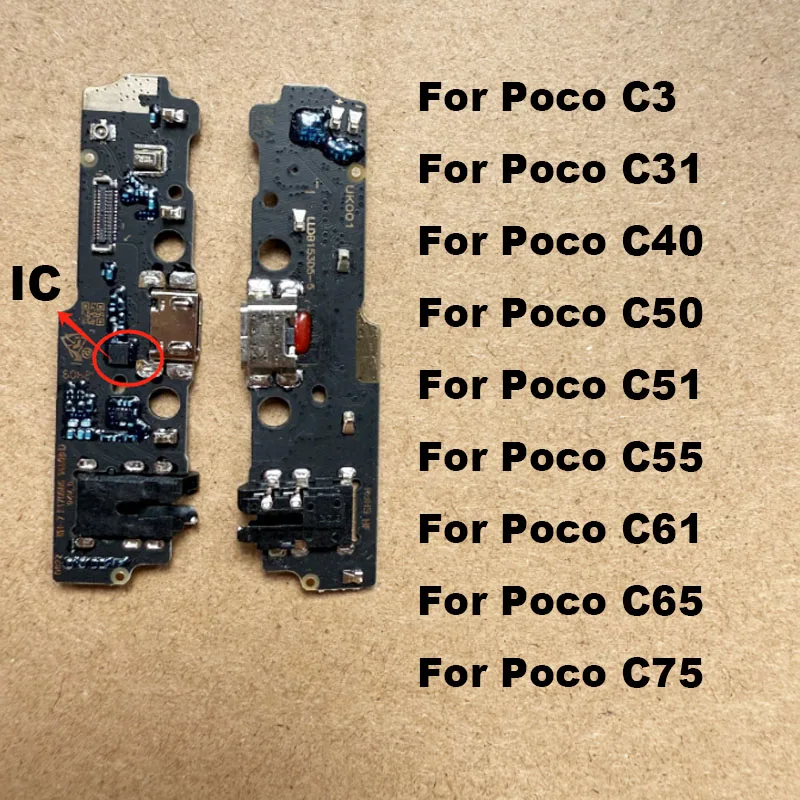 

For Xiaomi Poco C3 C31 C40 C50 C51 C55 C65 C61 C75 USB Charger Charging Port Dock Connector Flex Cable Board Replacement