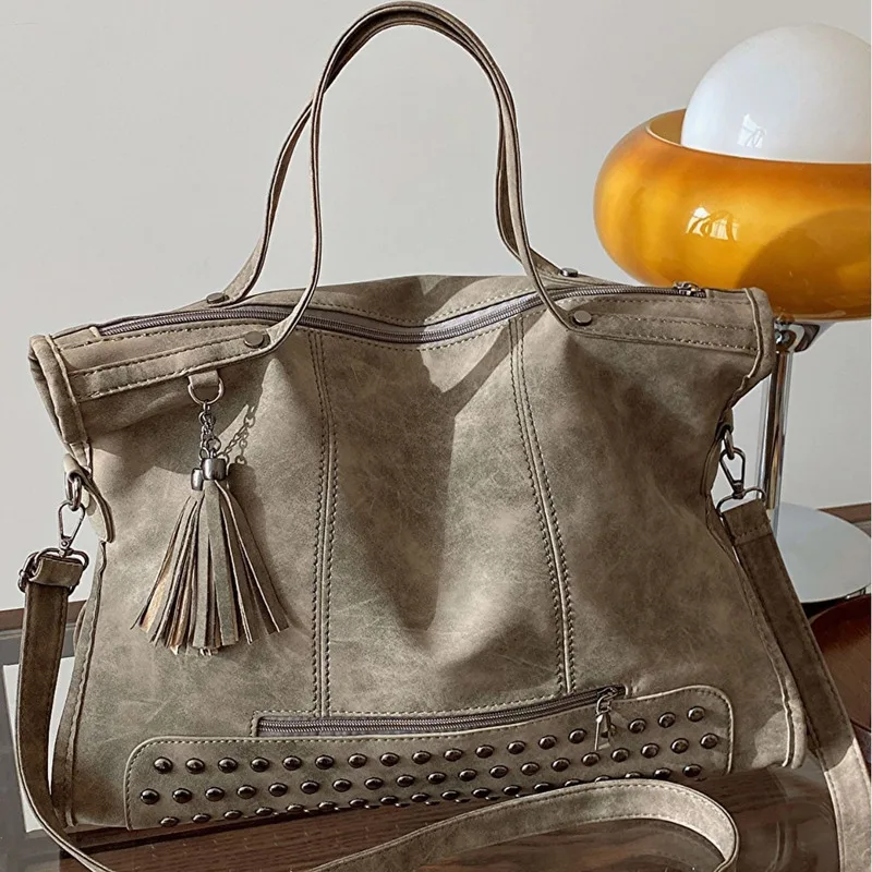 

Новая европейская и американская ретро-матовая сумка 2025 года, персонализированная трендовая ручная сумка-тоут большой вместимости с диагональю через плечо для мотоцикла