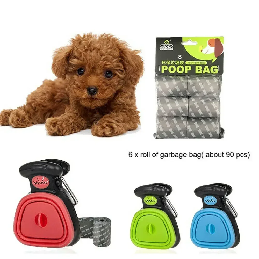 Dog Pet Travel Foldable Pooper Scooper with 1 Roll Decomposable Bags Poop Scoop Clean Pick Up Excreta Cleaner