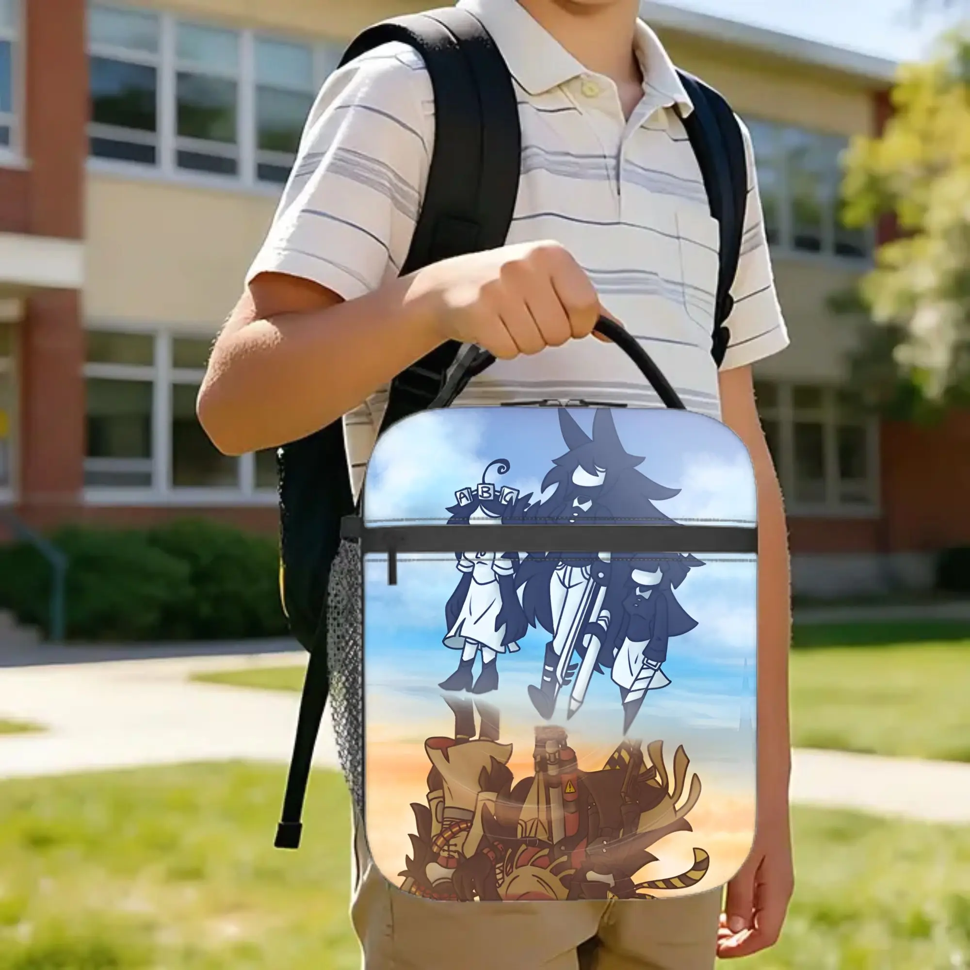 Miss Circle Art Insulated Lunch Bag Leakproof Fundamental Paper Education Lunch Container Thermal Bag Tote Lunch Box Bento Pouch