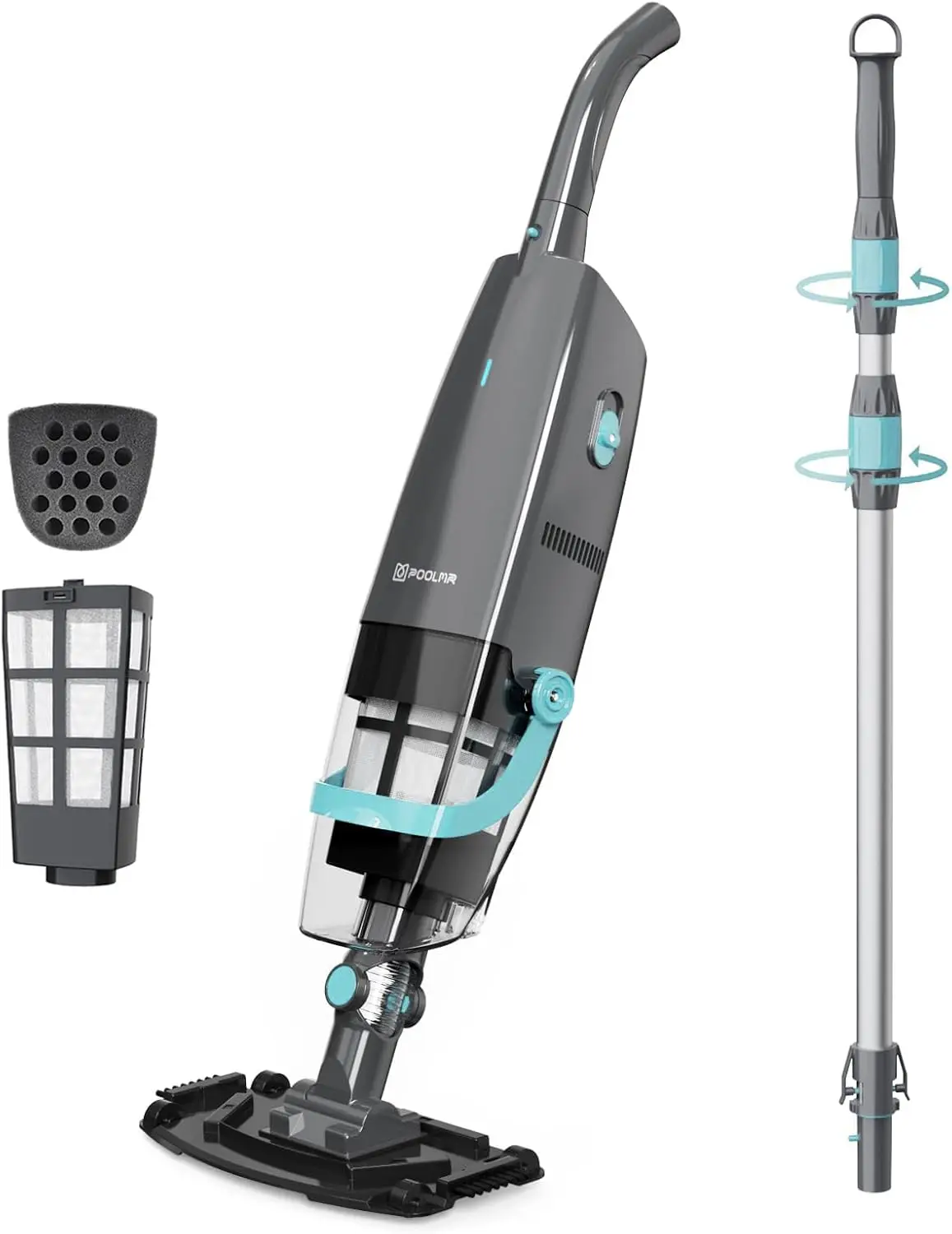 

Cordless Handheld Pool Vacuum, Rechargeable Cleaner with 18.5 Gal/Min Suction, 60 Min Runtime for Pools and Hot Tubs