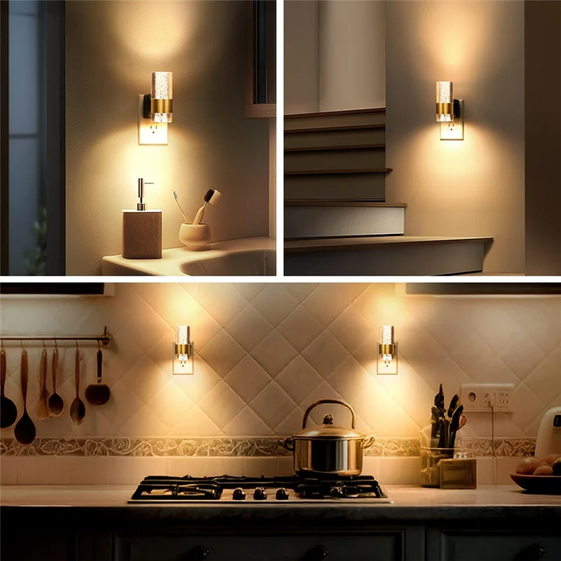 AT51-LED Night Lights Plug Into Wall 2-Pack, 3000K Plug In Night Light Dusk To Dawn Sensor, Adjustable Brightness