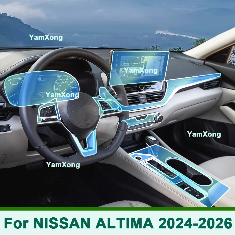 For NISSAN ALTIMA 2024-2026 Car Anti-scratch Repair Sticker Car Interior Center Console Transparent TPU Protective Film