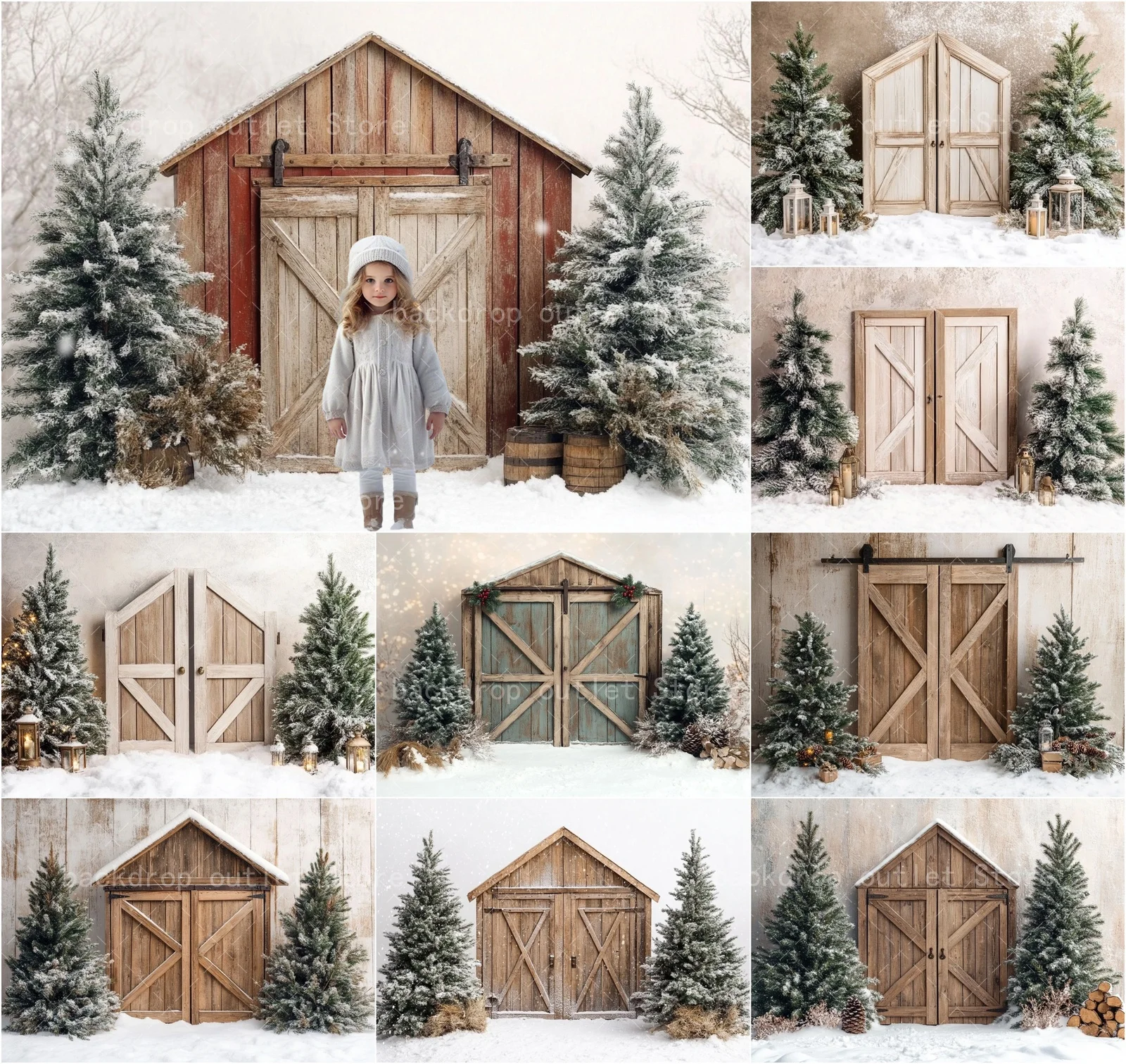 

Mehofond зимний фон для фотосъемки с дверью сарая, винтажная деревянная доска, фермерский дом, сосна, детский фотофон для взрослых, украшение